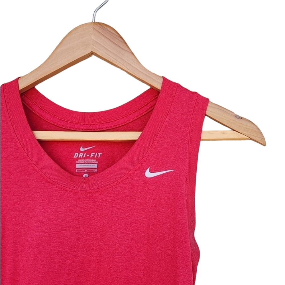 NIKE DRI FIT Dark Pink Fuscia Tank Top S Small Running Workout Reflective Shirt - Picture 5 of 12